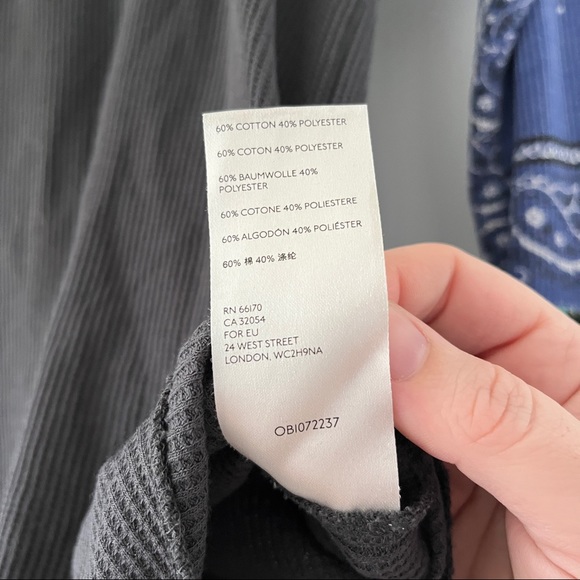 We the Free Patchwork Sleeve Thermal Long Sleeve Free People Bandana Print Sz M - Picture 7 of 8